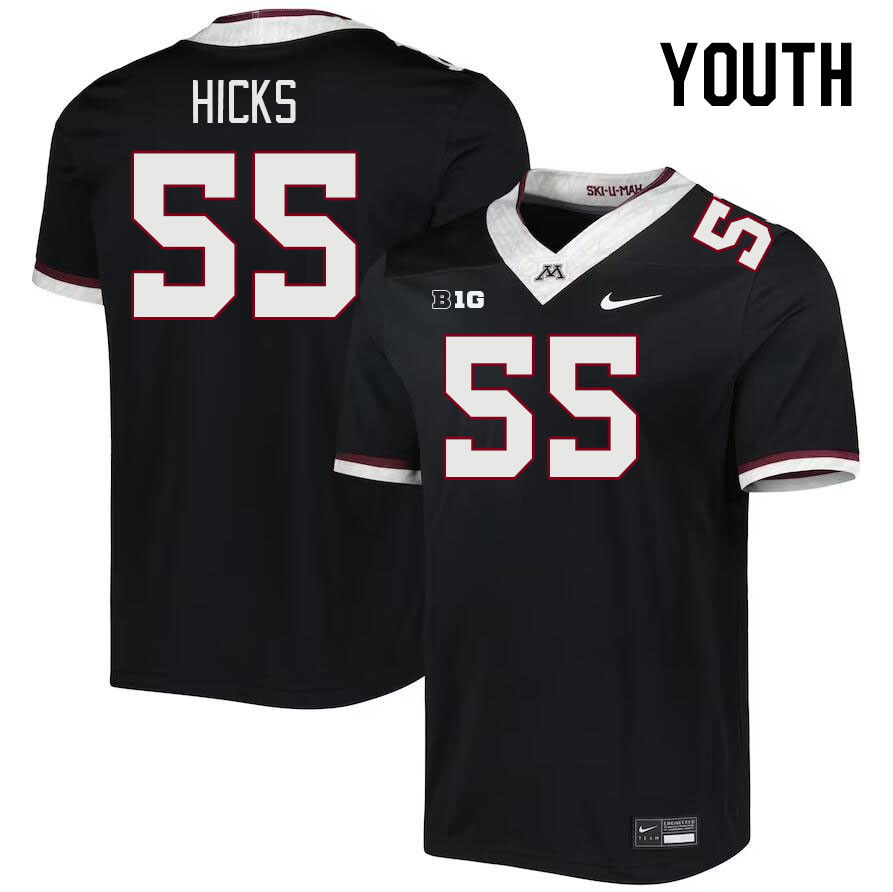 Youth #55 Jaylin Hicks Minnesota Golden Gophers College Football Jerseys Stitched-Black